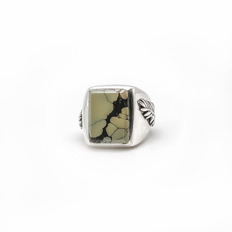 Turquoise Feather Signet Ring