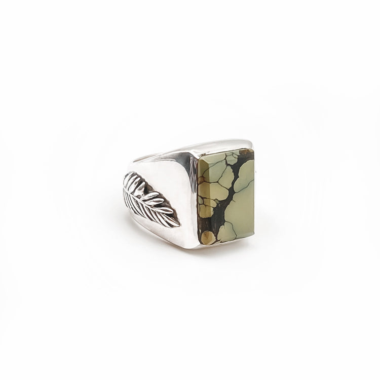 Turquoise Feather Signet Ring