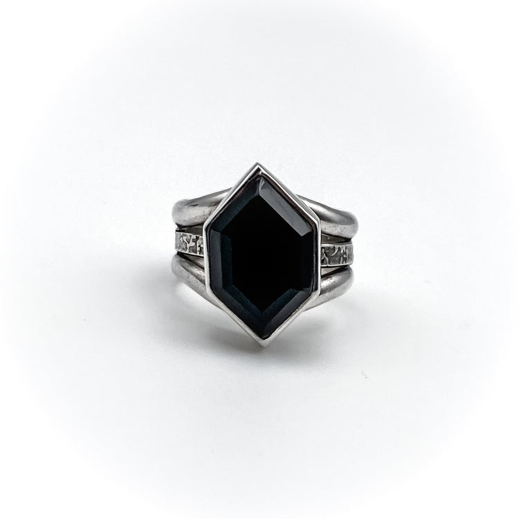 Hexagon Onyx Ring - Size 6