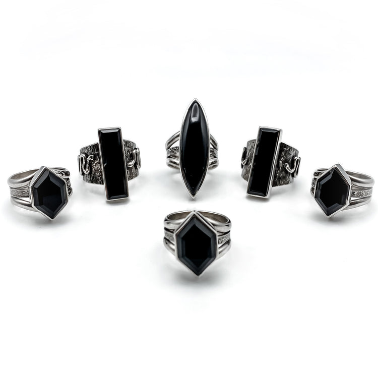 Hexagon Onyx Ring - Size 7