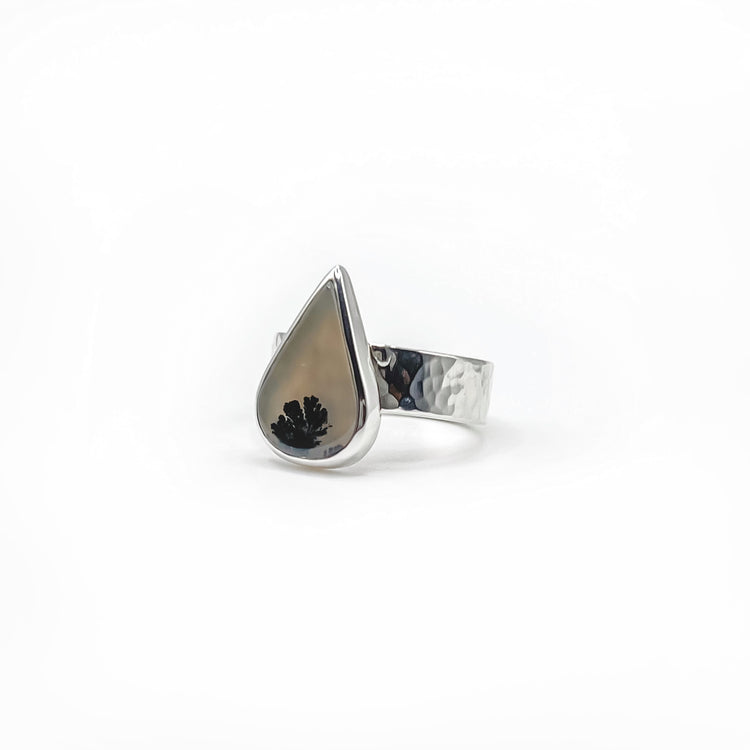 Dendritic Agate Ring V - Size 8.5