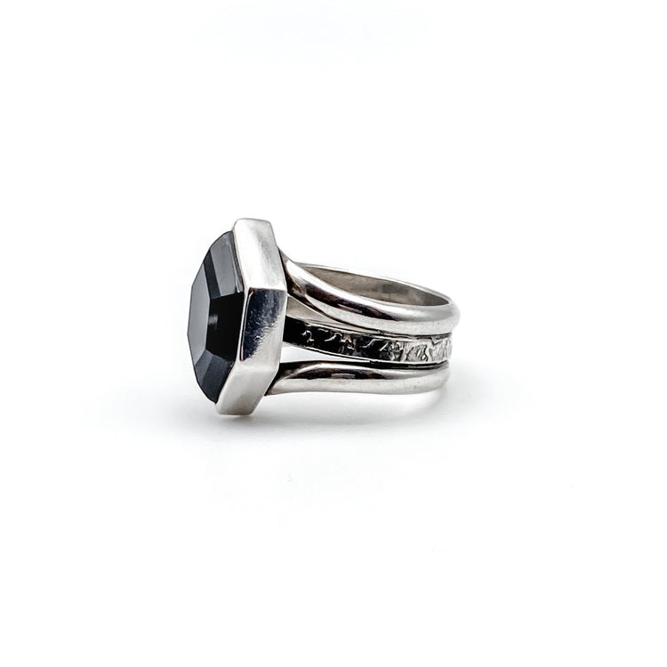 Hexagon Onyx Ring - Size 6
