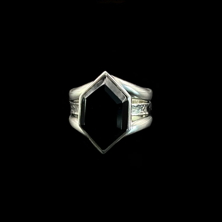 Hexagon Onyx Ring - Size 6