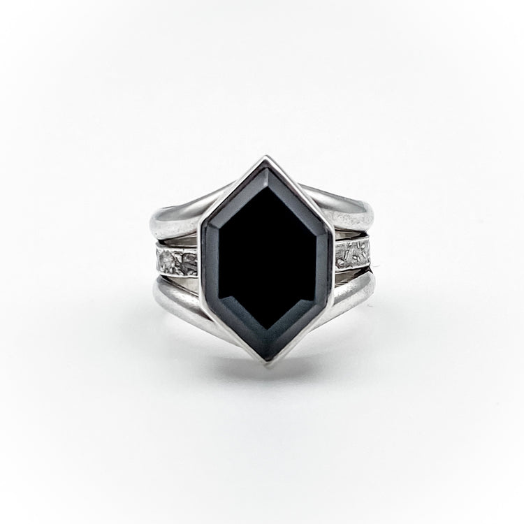 Hexagon Onyx Ring - Size 7.5