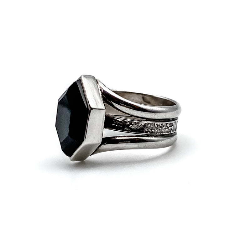 Hexagon Onyx Ring - Size 7.5