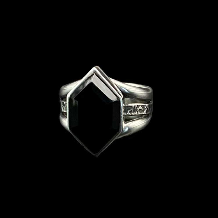 Hexagon Onyx Ring - Size 7.5