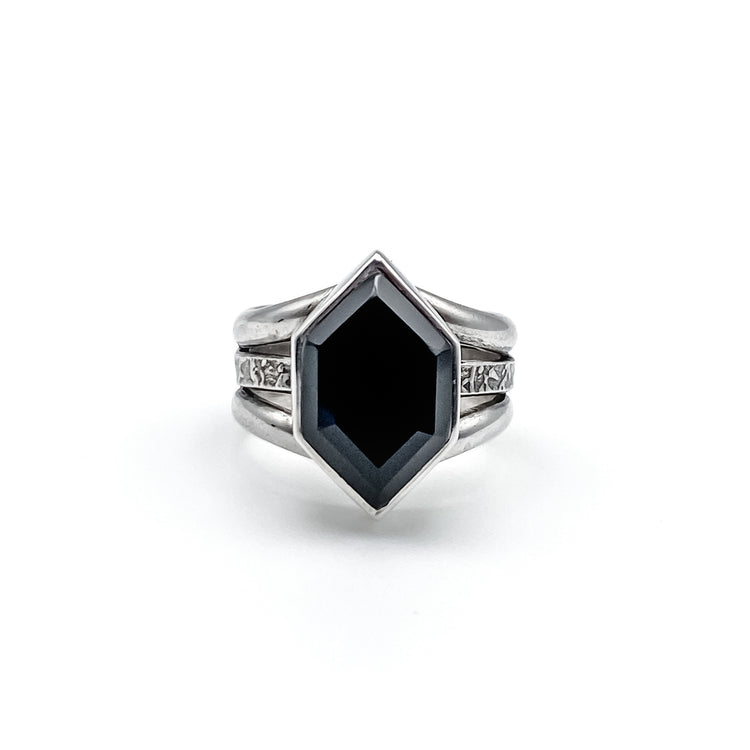 Hexagon Onyx Ring - Size 7