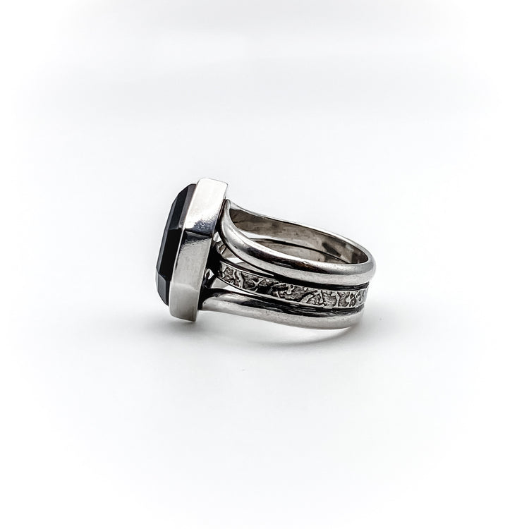 Hexagon Onyx Ring - Size 7