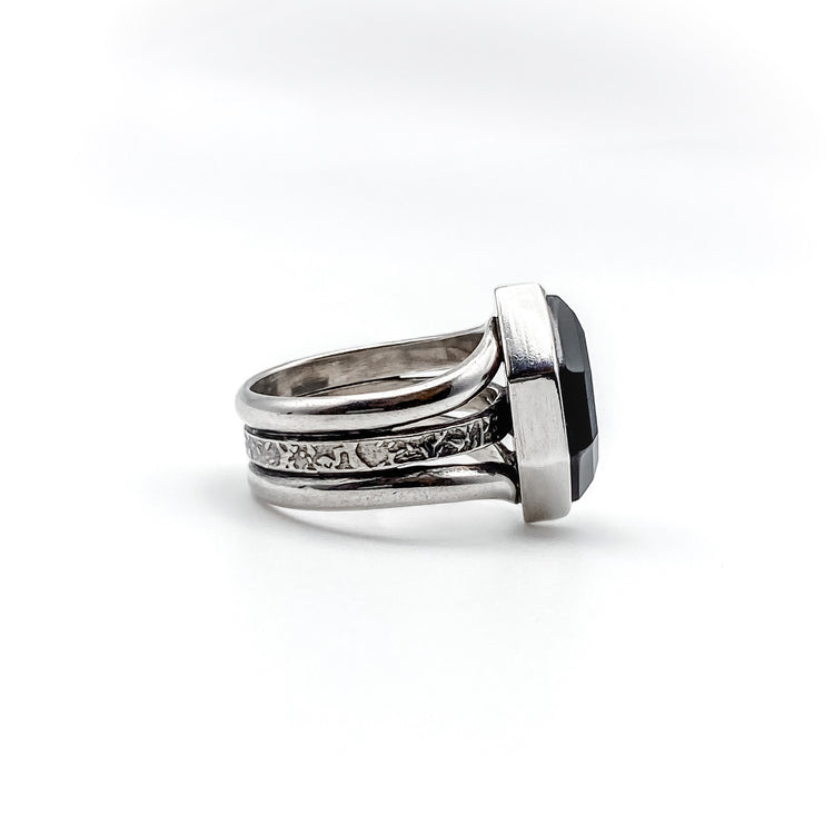 Hexagon Onyx Ring - Size 7