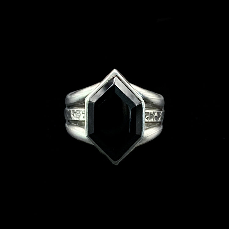 Hexagon Onyx Ring - Size 7