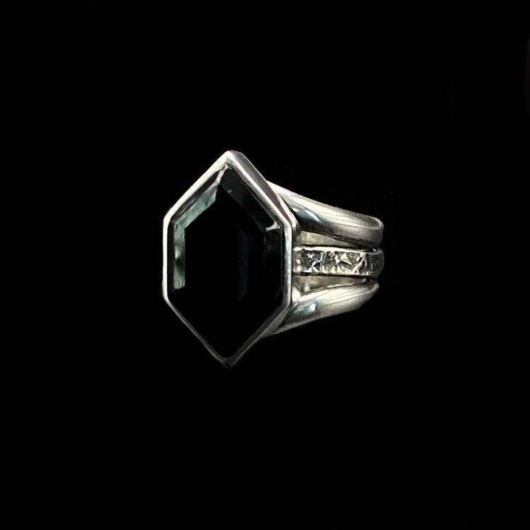 Hexagon Onyx Ring - Size 7