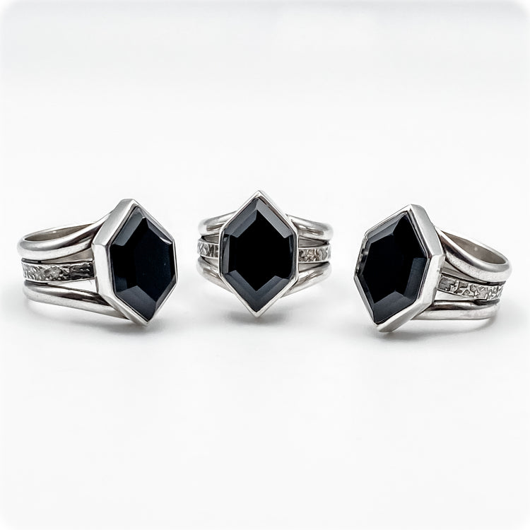 Hexagon Onyx Ring - Size 7