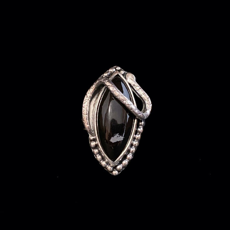 SNOWFLAKE OBSIDIAN SERPENT RING