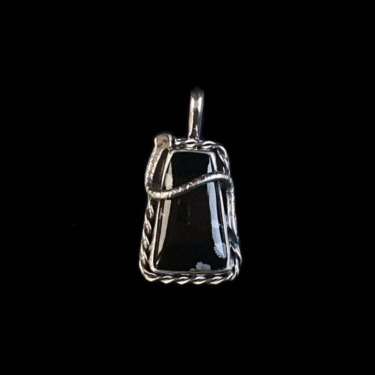 SNOWFLAKE OBSIDIAN SERPENT PENDANT